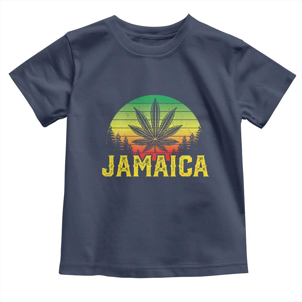 Jamaica Stoner Toddler T Shirt Rasta Sunset Cannabis Marijuana Weed Lovers 420 TS10 Navy Print Your Wear