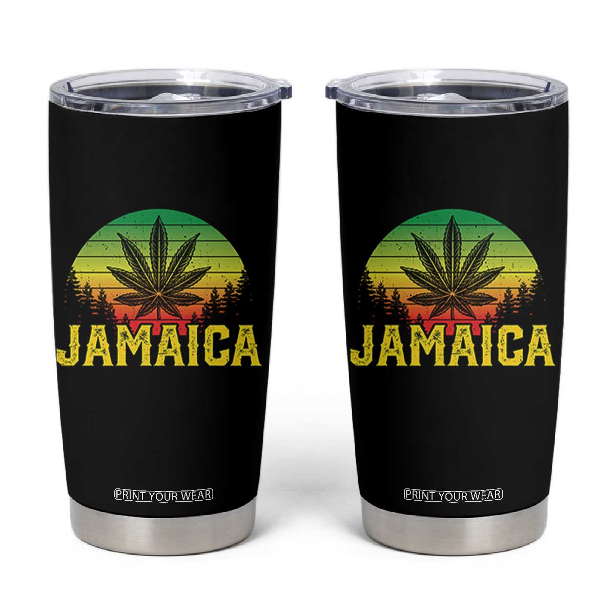 Jamaica Stoner Tumbler Cup Rasta Sunset Cannabis Marijuana Weed Lovers 420 TS10 Black Print Your Wear