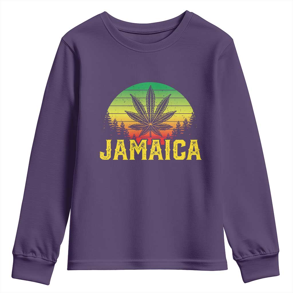 Jamaica Stoner Youth Sweatshirt Rasta Sunset Cannabis Marijuana Weed Lovers 420 TS10 Purple Print Your Wear