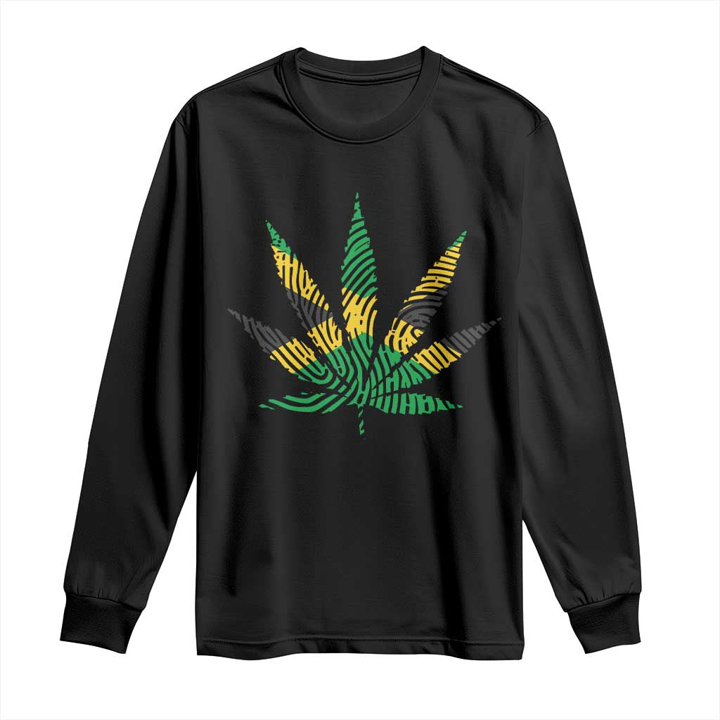 Jamaica Flag Cannabis Long Sleeve Shirt Funny Stoner Weed Lovers Marijuana 420 TS10 Black Print Your Wear