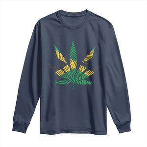 Jamaica Flag Cannabis Long Sleeve Shirt Funny Stoner Weed Lovers Marijuana 420 TS10 Navy Print Your Wear