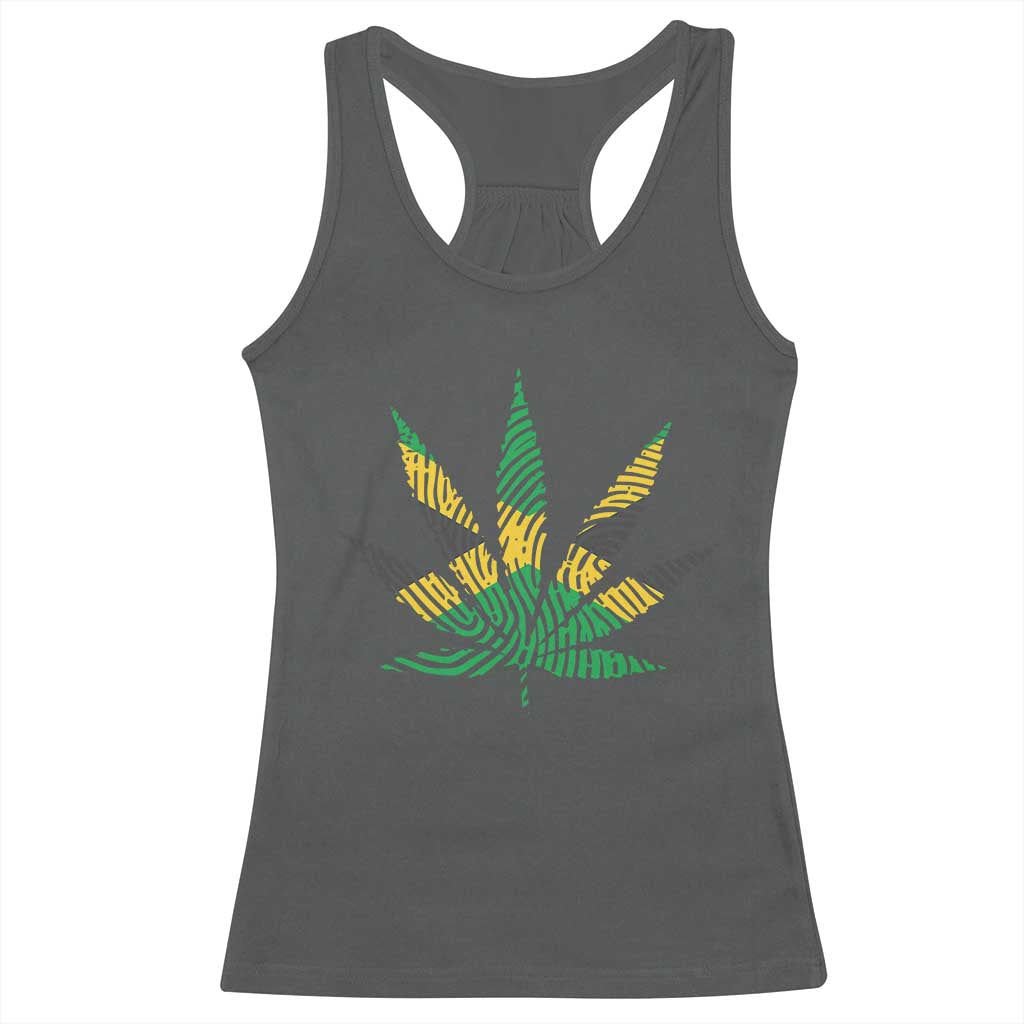 Jamaica Flag Cannabis Racerback Tank Top Funny Stoner Weed Lovers Marijuana 420 TS10 Dark Heather Print Your Wear