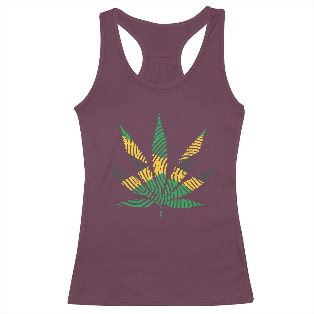 Jamaica Flag Cannabis Racerback Tank Top Funny Stoner Weed Lovers Marijuana 420 TS10 Maroon Print Your Wear