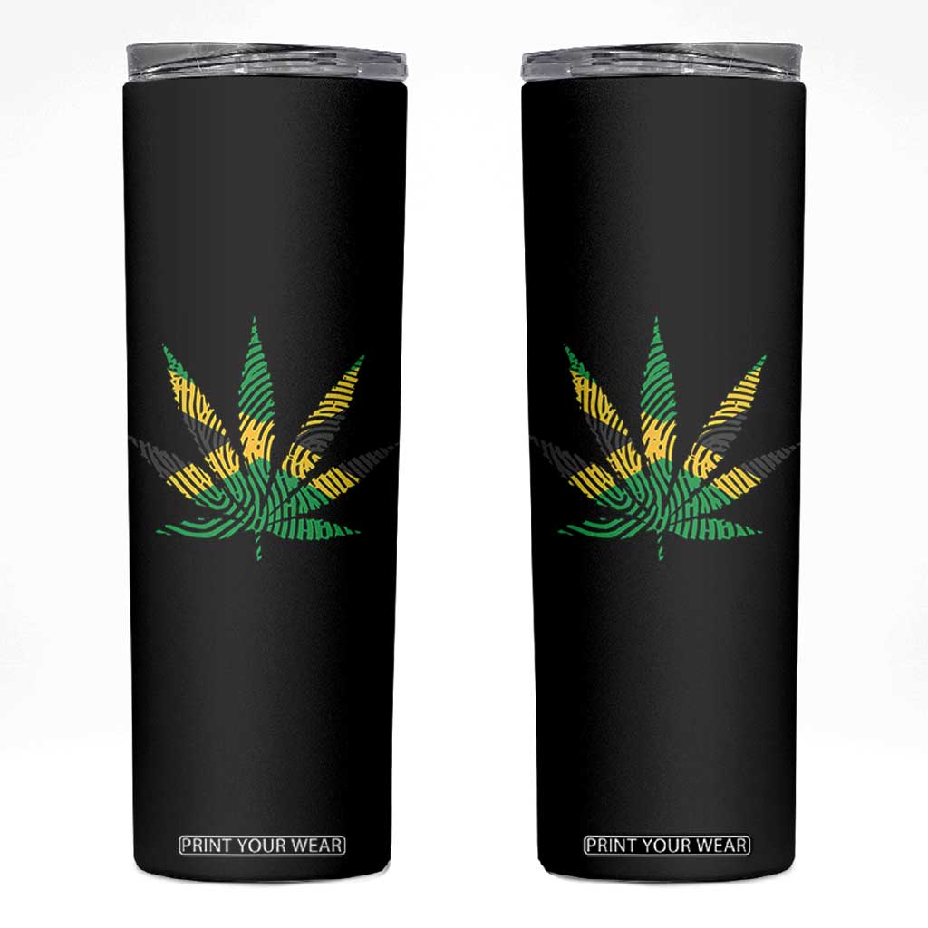 Jamaica Flag Cannabis Skinny Tumbler Funny Stoner Weed Lovers Marijuana 420 TS10 Black Print Your Wear