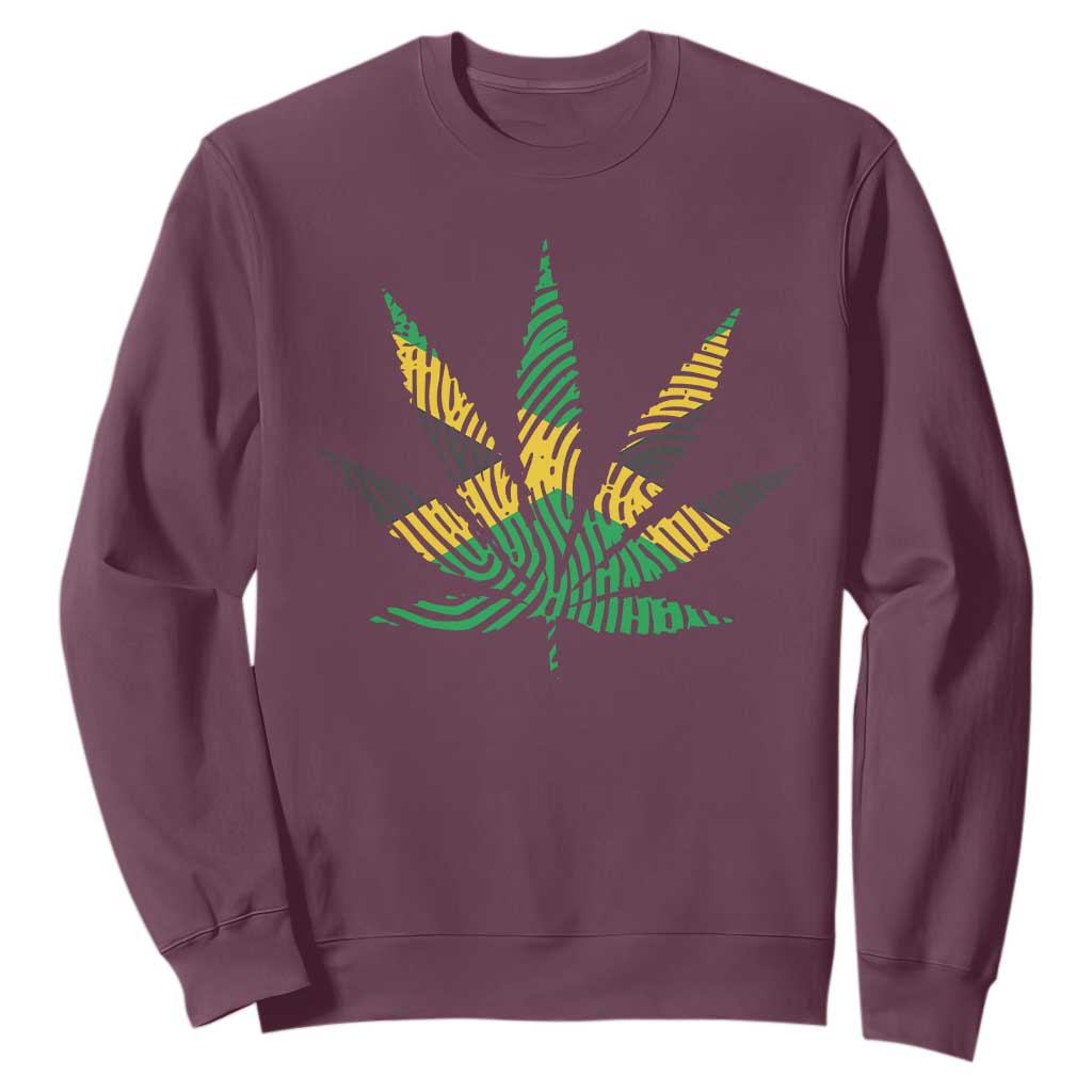 Jamaica Flag Cannabis Sweatshirt Funny Stoner Weed Lovers Marijuana 420 TS10 Maroon Print Your Wear