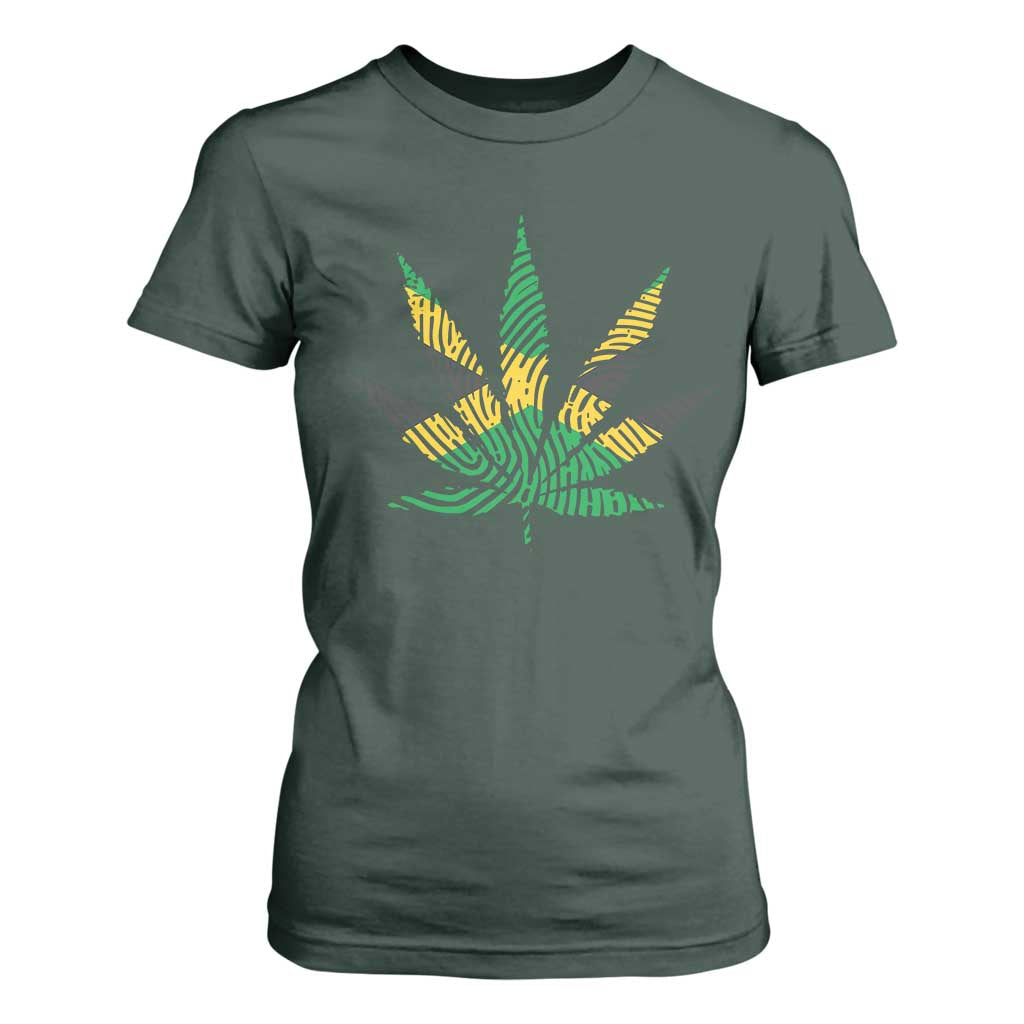 Jamaica Flag Cannabis T Shirt For Women Funny Stoner Weed Lovers Marijuana 420 TS10 Dark Forest Green Print Your Wear