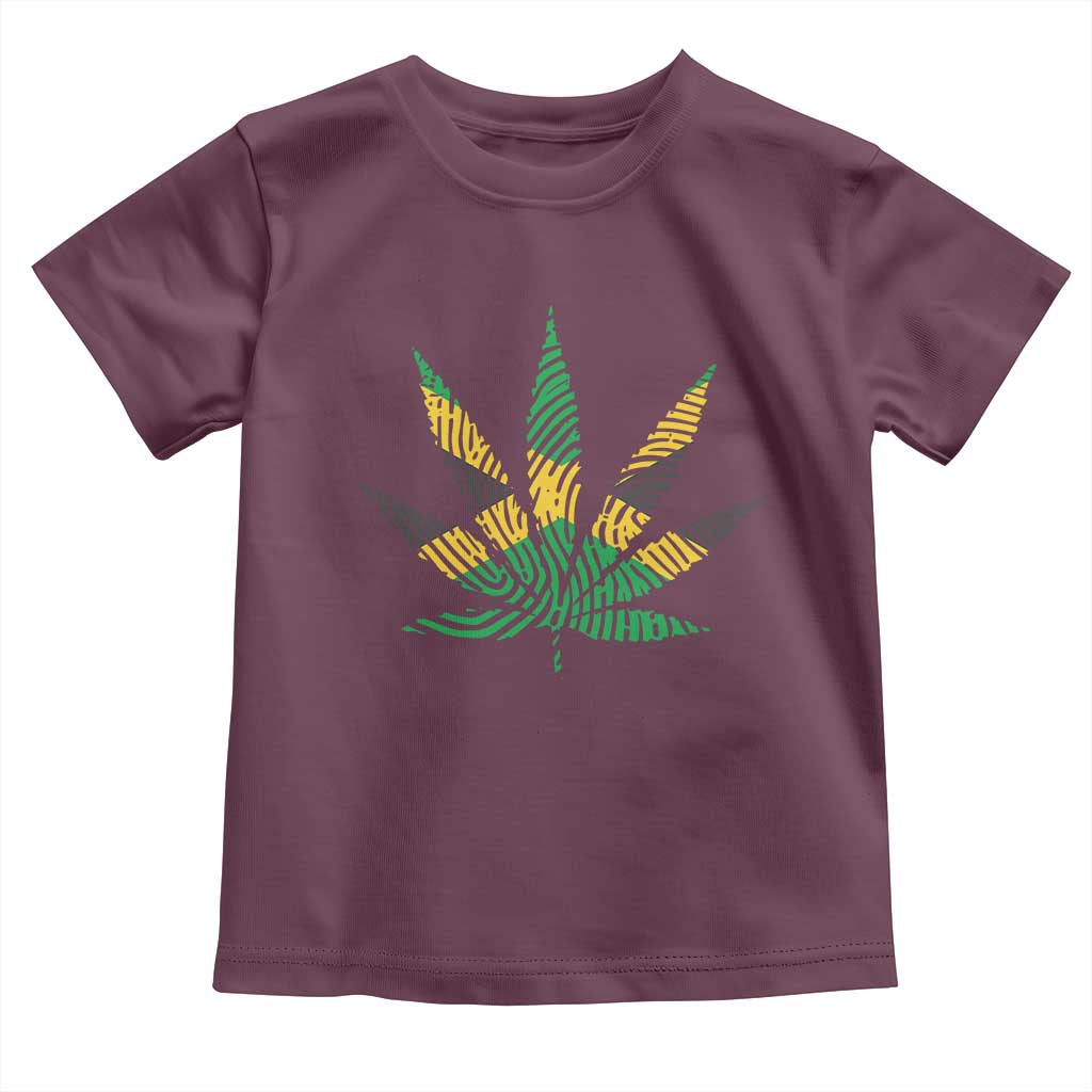 Jamaica Flag Cannabis Toddler T Shirt Funny Stoner Weed Lovers Marijuana 420 TS10 Maroon Print Your Wear