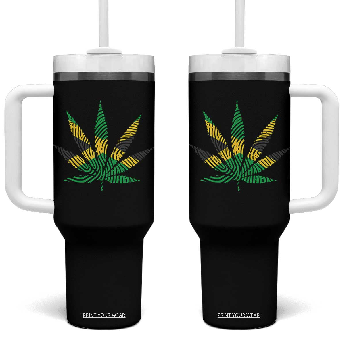 Jamaica Flag Cannabis Tumbler With Handle Funny Stoner Weed Lovers Marijuana 420 TS10 One Size: 40 oz Black Print Your Wear