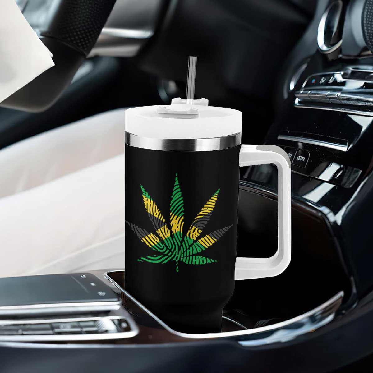 Jamaica Flag Cannabis Tumbler With Handle Funny Stoner Weed Lovers Marijuana 420 TS10 Print Your Wear
