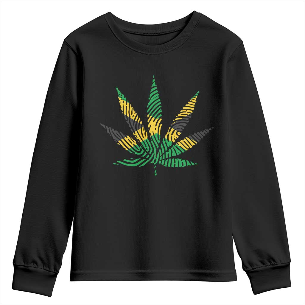 Jamaica Flag Cannabis Youth Sweatshirt Funny Stoner Weed Lovers Marijuana 420 TS10 Black Print Your Wear