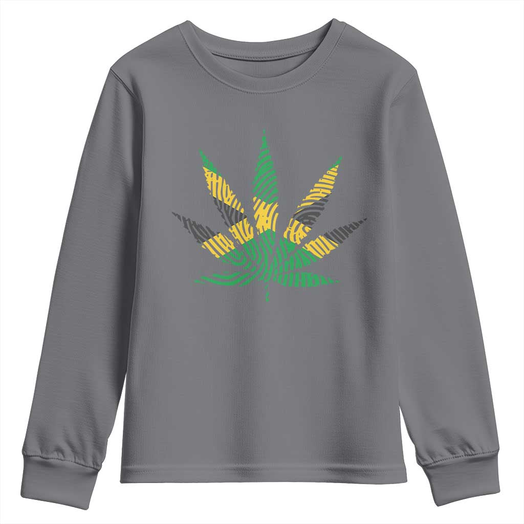 Jamaica Flag Cannabis Youth Sweatshirt Funny Stoner Weed Lovers Marijuana 420 TS10 Charcoal Print Your Wear