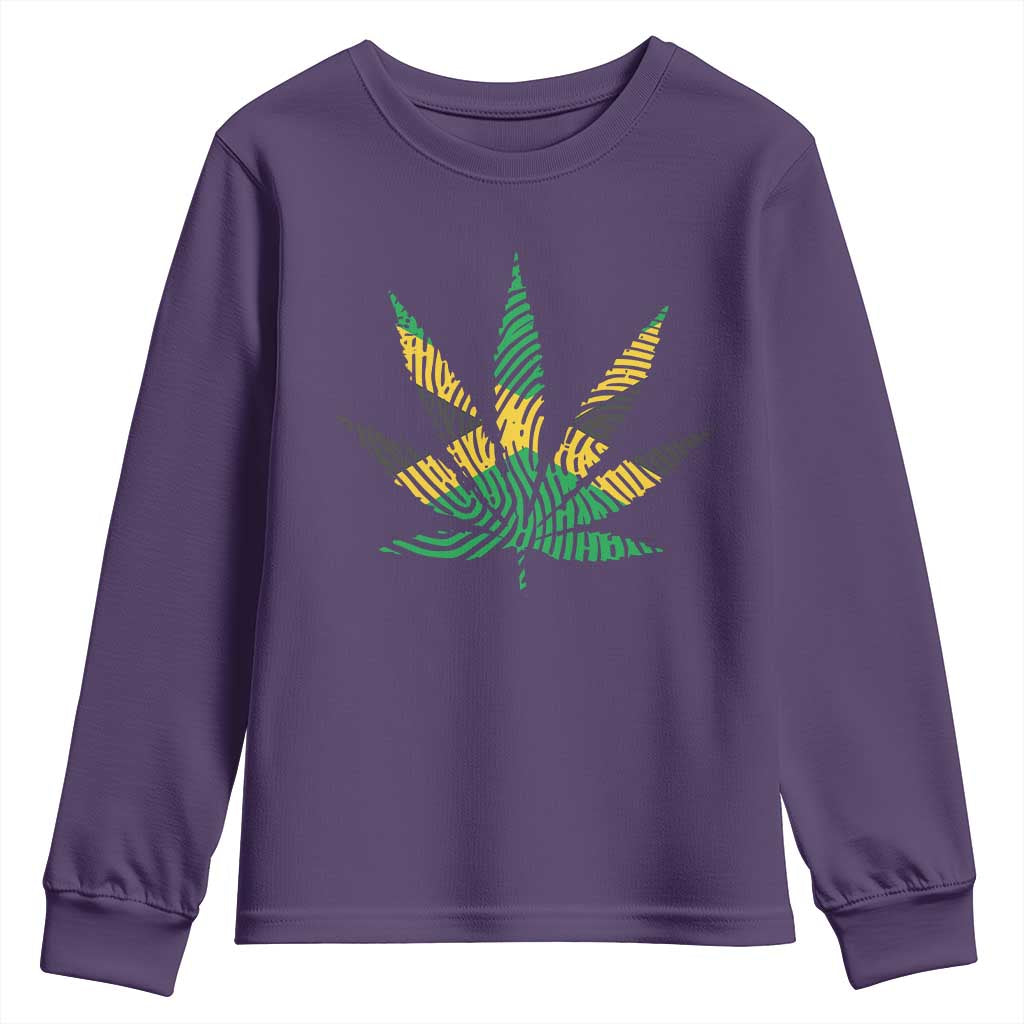 Jamaica Flag Cannabis Youth Sweatshirt Funny Stoner Weed Lovers Marijuana 420 TS10 Purple Print Your Wear