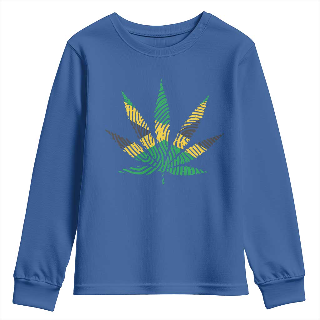 Jamaica Flag Cannabis Youth Sweatshirt Funny Stoner Weed Lovers Marijuana 420 TS10 Royal Blue Print Your Wear