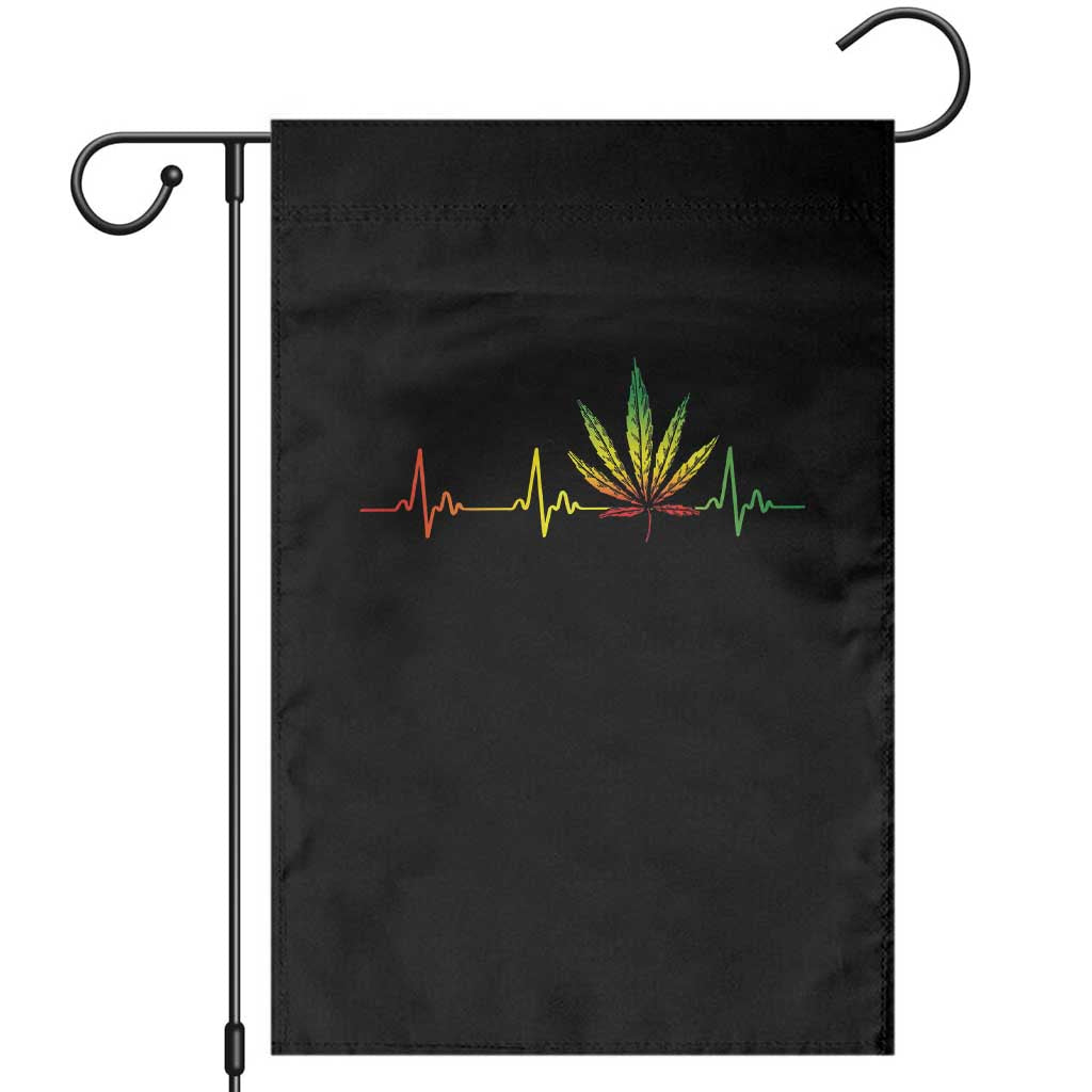 Reggae Weed Garden Flag Rasta Marijuana Leaf Heartbeat Weed Lovers 420 TS10 Black Print Your Wear