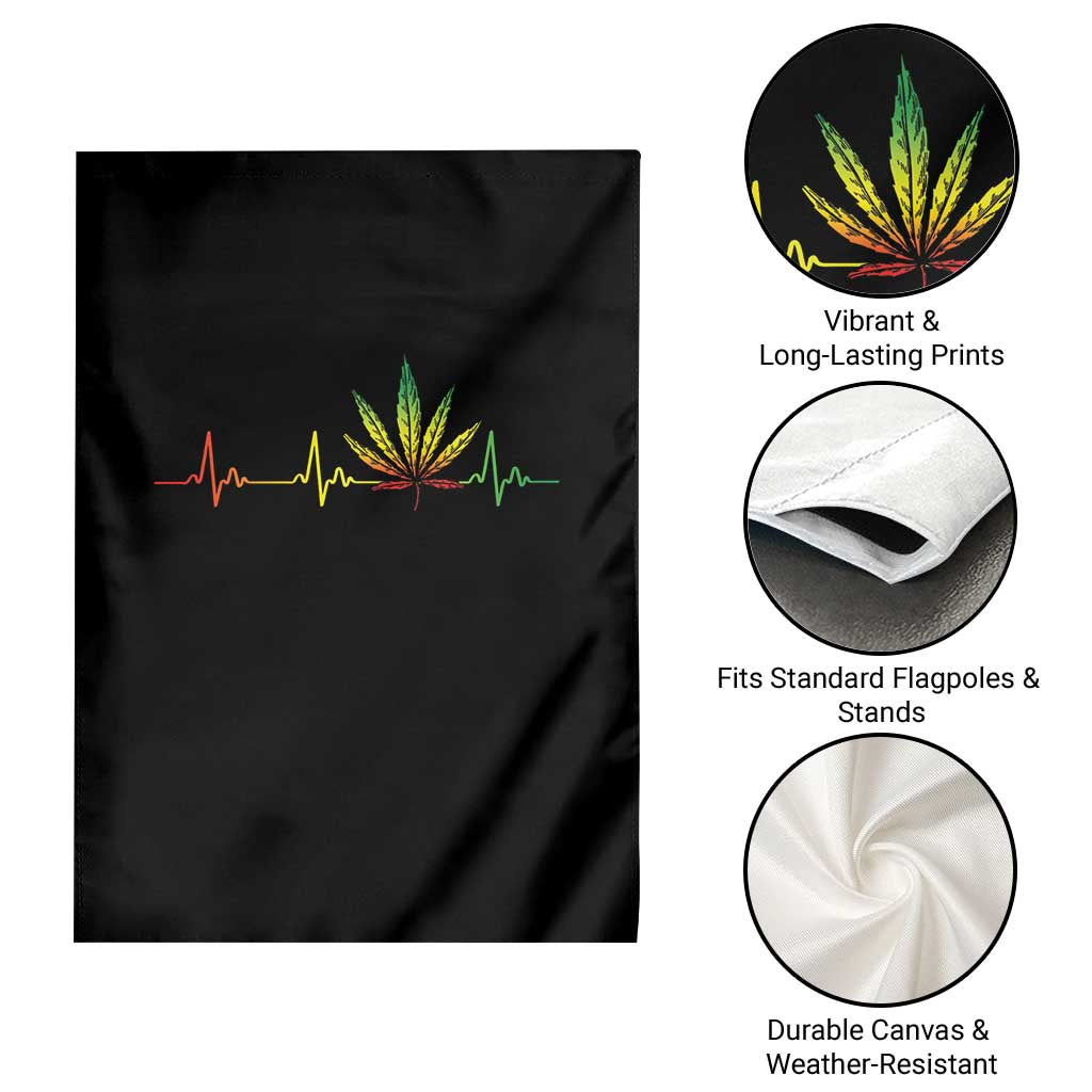 Reggae Weed Garden Flag Rasta Marijuana Leaf Heartbeat Weed Lovers 420 TS10 Print Your Wear