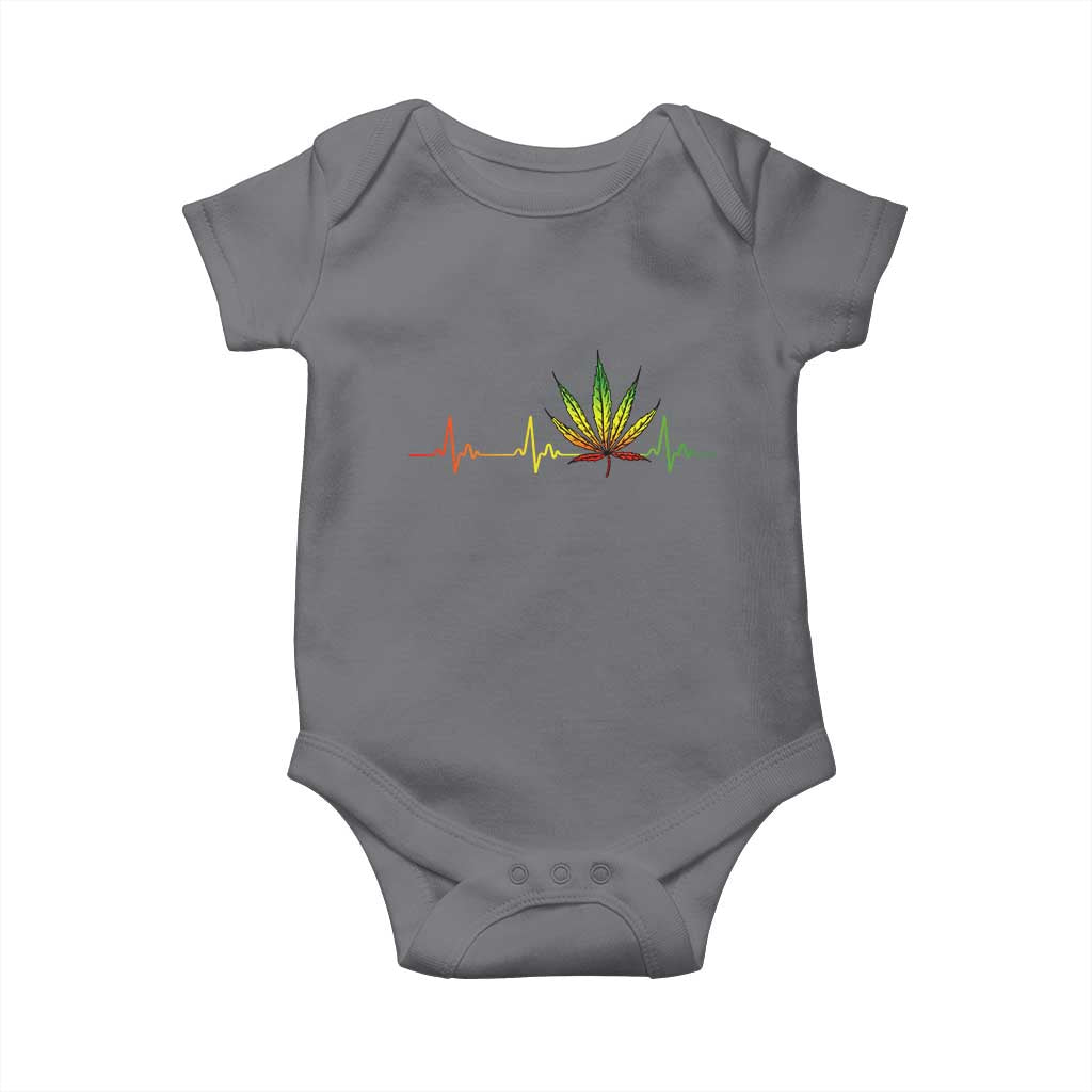Reggae Weed Baby Onesie Rasta Marijuana Leaf Heartbeat Weed Lovers 420 TS10 Charcoal Print Your Wear