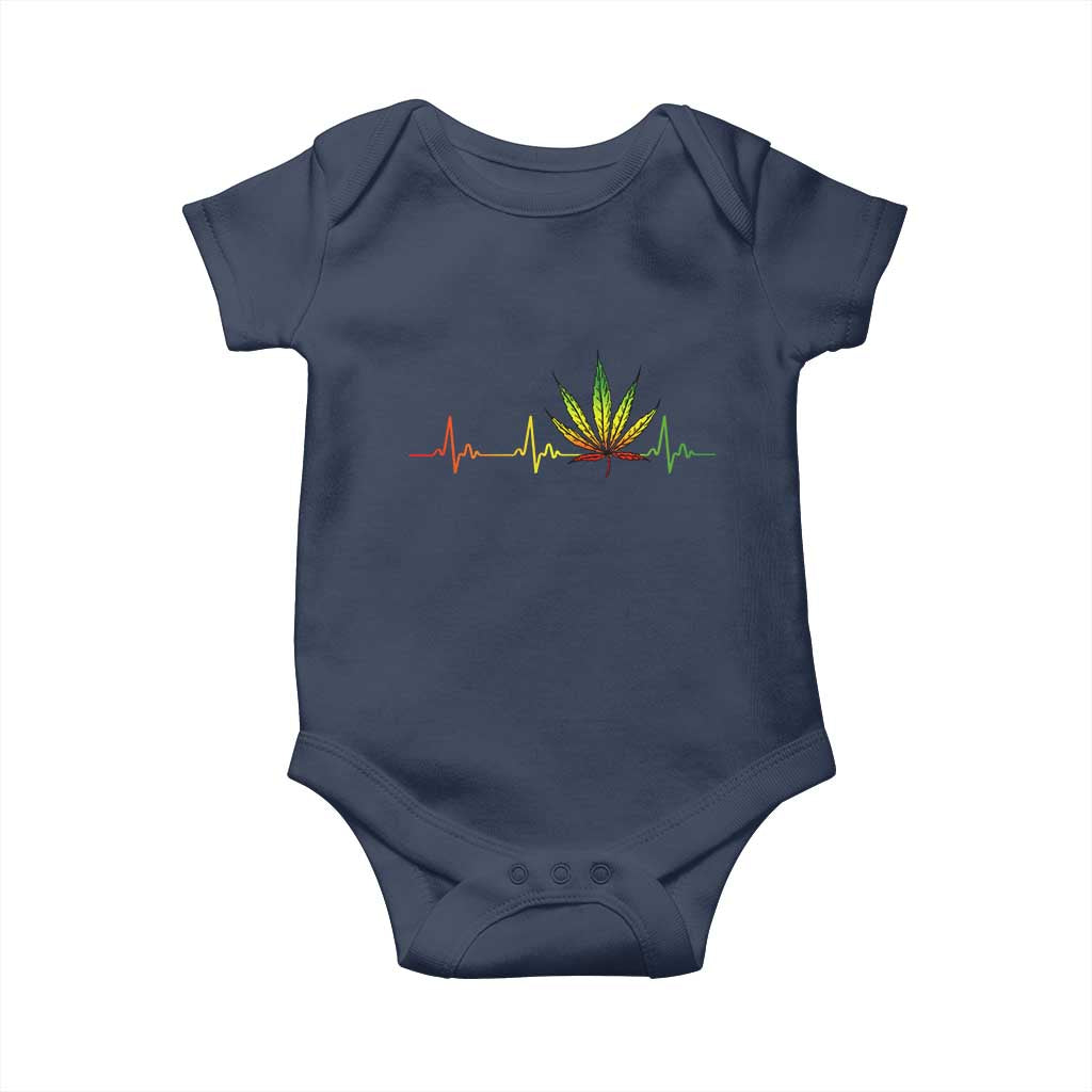 Reggae Weed Baby Onesie Rasta Marijuana Leaf Heartbeat Weed Lovers 420 TS10 Navy Print Your Wear