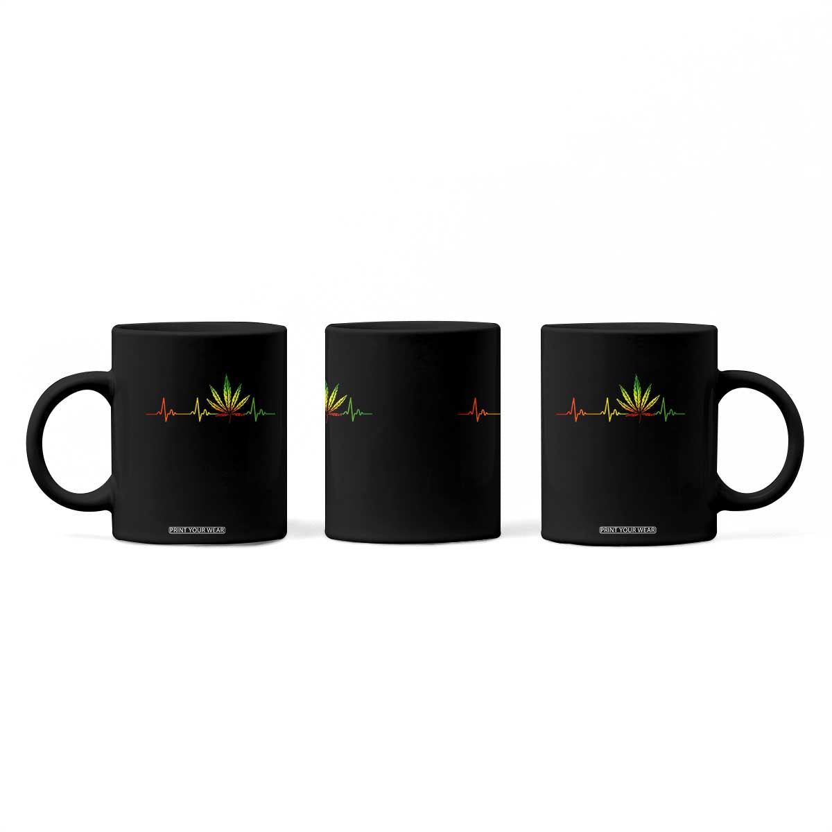 Reggae Weed Coffee Mug Rasta Marijuana Leaf Heartbeat Weed Lovers 420 TS10 Print Your Wear