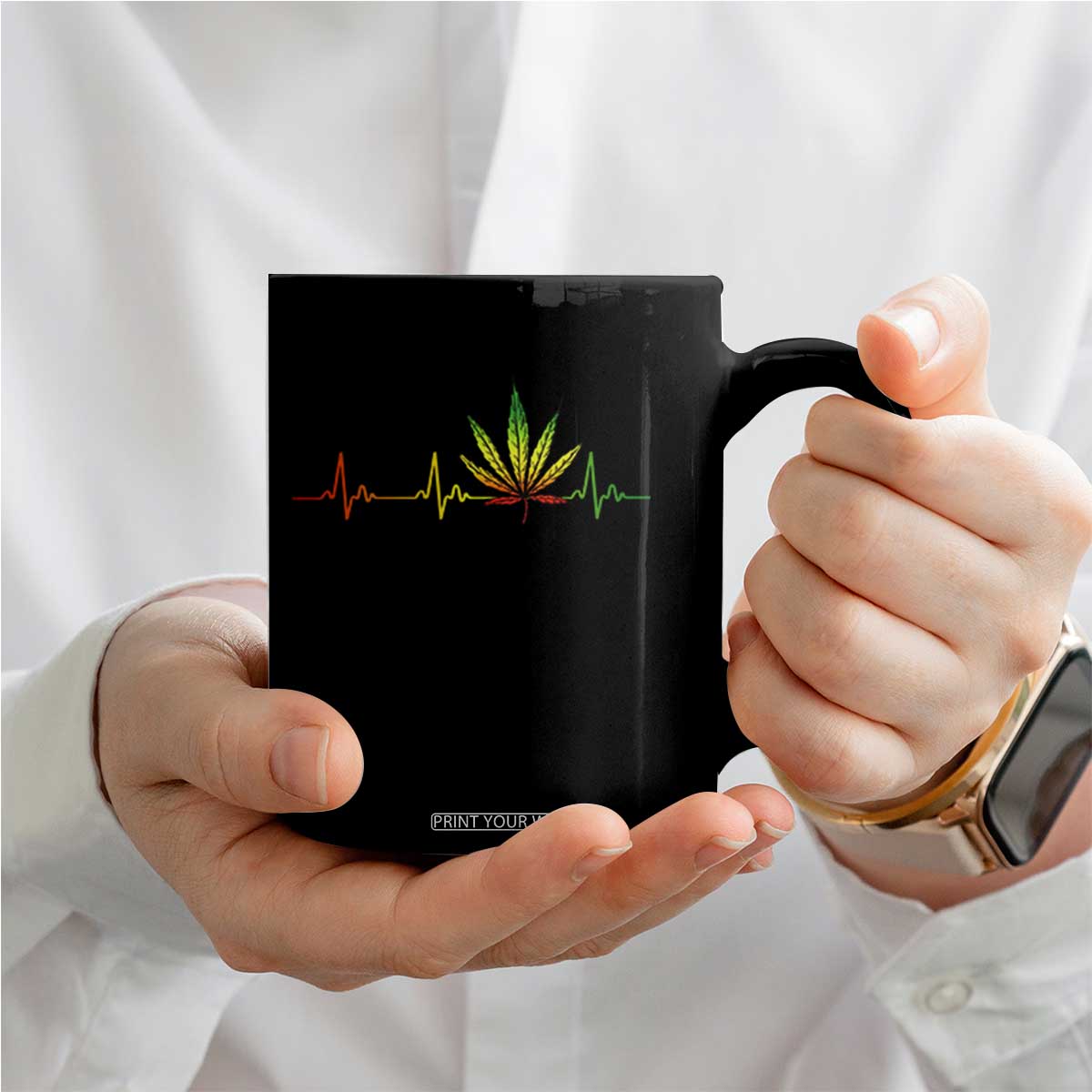 Reggae Weed Coffee Mug Rasta Marijuana Leaf Heartbeat Weed Lovers 420 TS10 Print Your Wear