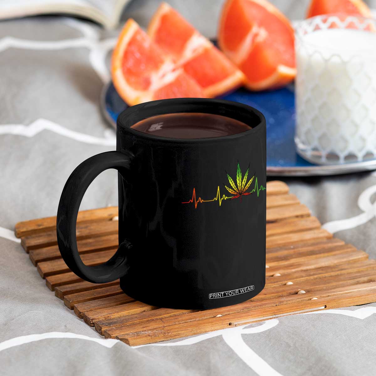 Reggae Weed Coffee Mug Rasta Marijuana Leaf Heartbeat Weed Lovers 420 TS10 Print Your Wear