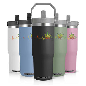Reggae Weed Flip Straw Tumbler Rasta Marijuana Leaf Heartbeat Weed Lovers 420 TS10 Print Your Wear
