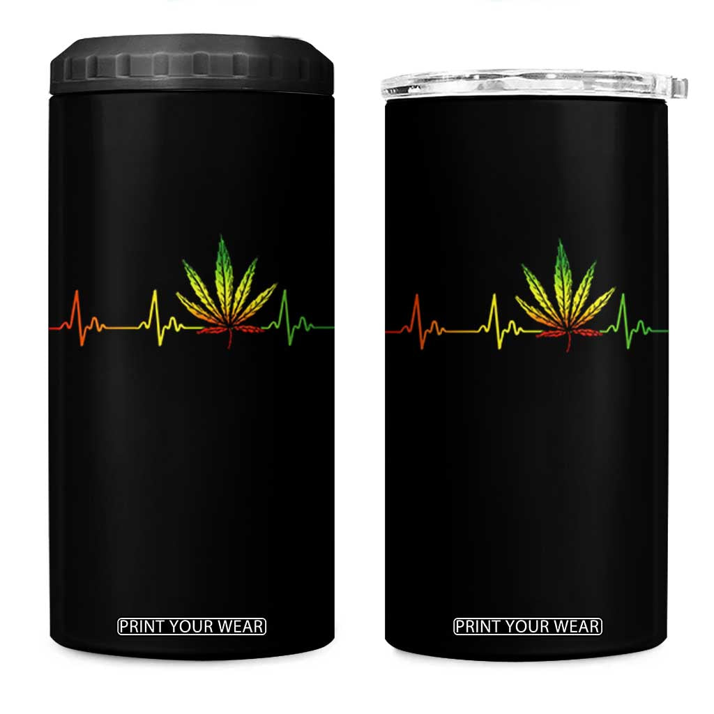Reggae Weed 4 in 1 Can Cooler Tumbler Rasta Marijuana Leaf Heartbeat Weed Lovers 420 TS10 One Size: 16 oz Black Print Your Wear