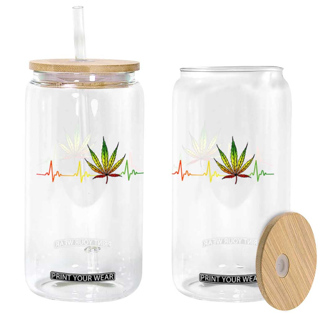 Reggae Weed Glass Can Rasta Marijuana Leaf Heartbeat Weed Lovers 420 TS10 Print Your Wear