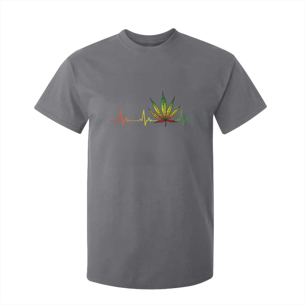 Reggae Weed T Shirt For Kid Rasta Marijuana Leaf Heartbeat Weed Lovers 420 TS10 Charcoal Print Your Wear