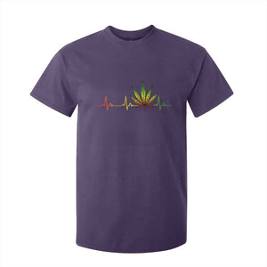 Reggae Weed T Shirt For Kid Rasta Marijuana Leaf Heartbeat Weed Lovers 420 TS10 Purple Print Your Wear