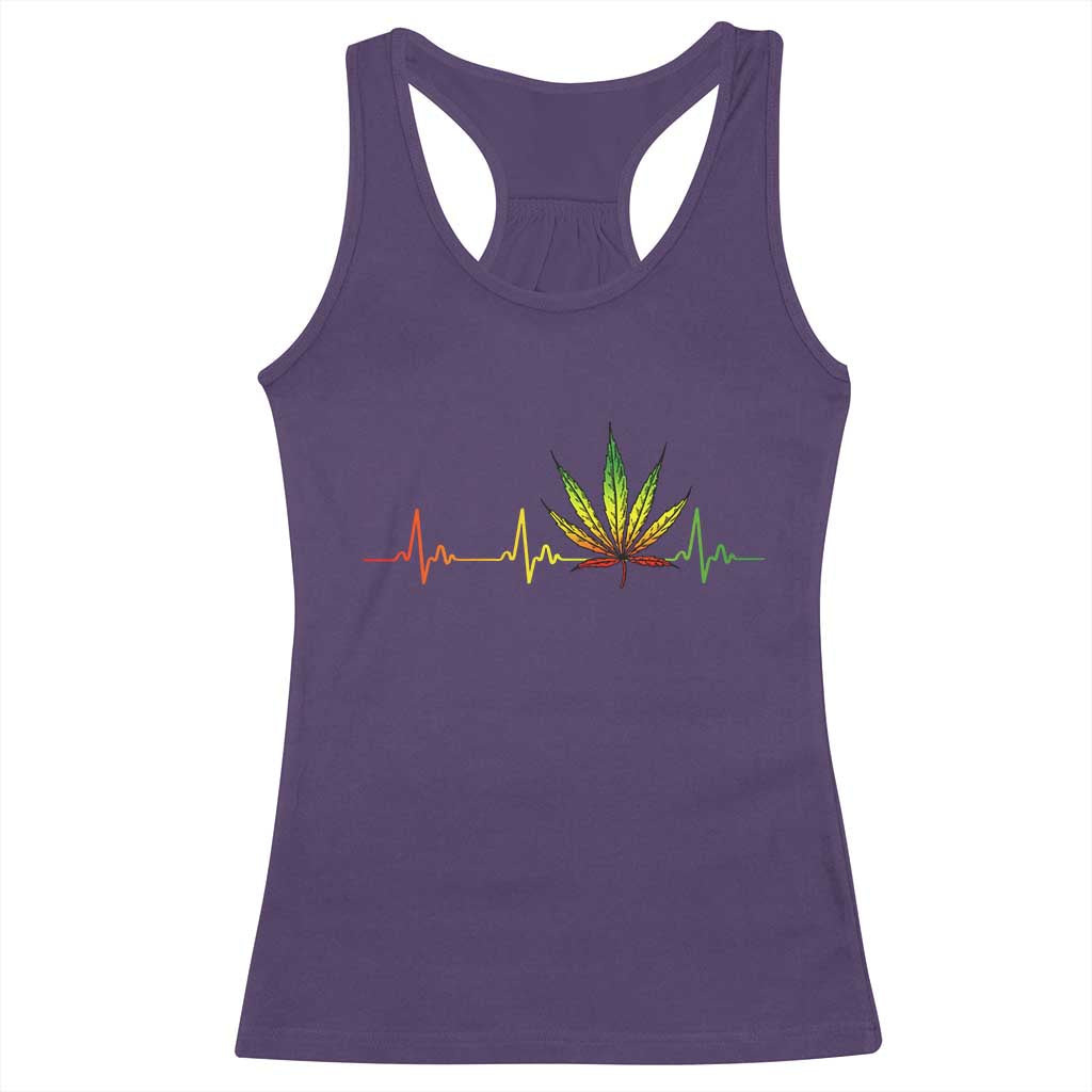 Reggae Weed Racerback Tank Top Rasta Marijuana Leaf Heartbeat Weed Lovers 420 TS10 Purple Print Your Wear