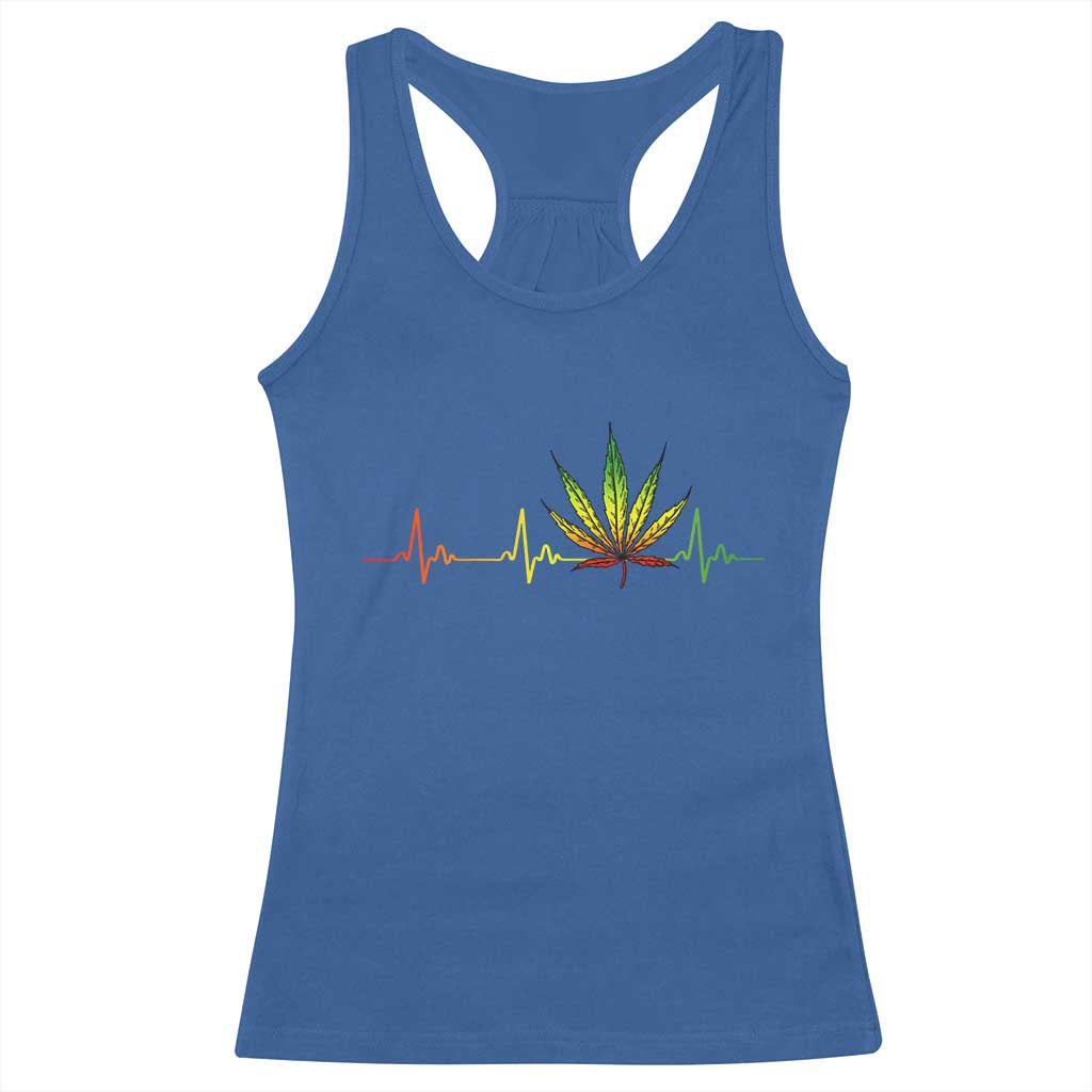 Reggae Weed Racerback Tank Top Rasta Marijuana Leaf Heartbeat Weed Lovers 420 TS10 Royal Blue Print Your Wear