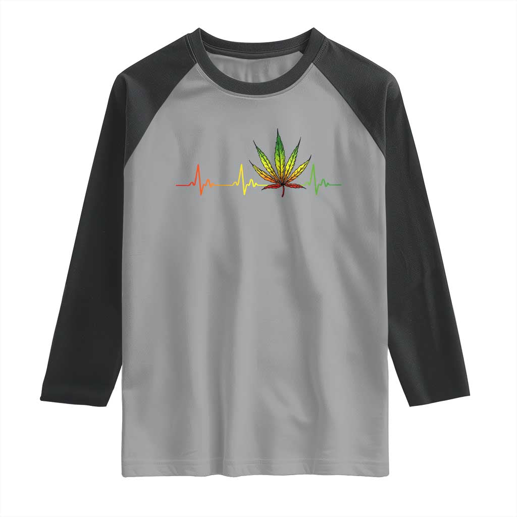 Reggae Weed Raglan Shirt Rasta Marijuana Leaf Heartbeat Weed Lovers 420 TS10 Sport Gray Black Print Your Wear