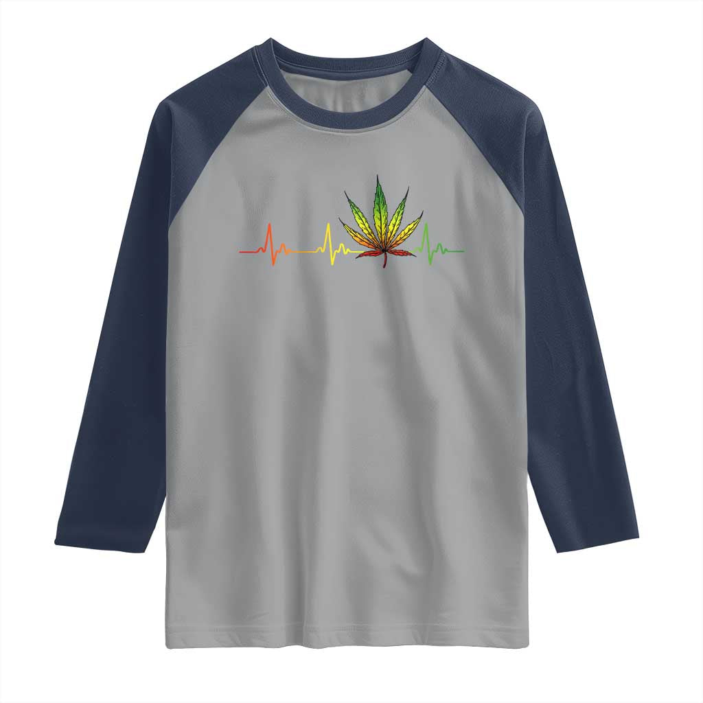 Reggae Weed Raglan Shirt Rasta Marijuana Leaf Heartbeat Weed Lovers 420 TS10 Sport Gray Navy Print Your Wear