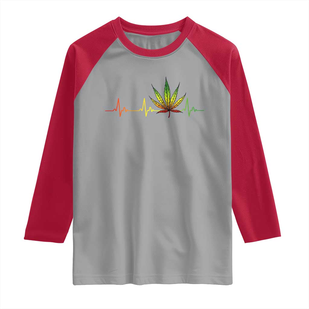 Reggae Weed Raglan Shirt Rasta Marijuana Leaf Heartbeat Weed Lovers 420 TS10 Sport Gray Red Print Your Wear