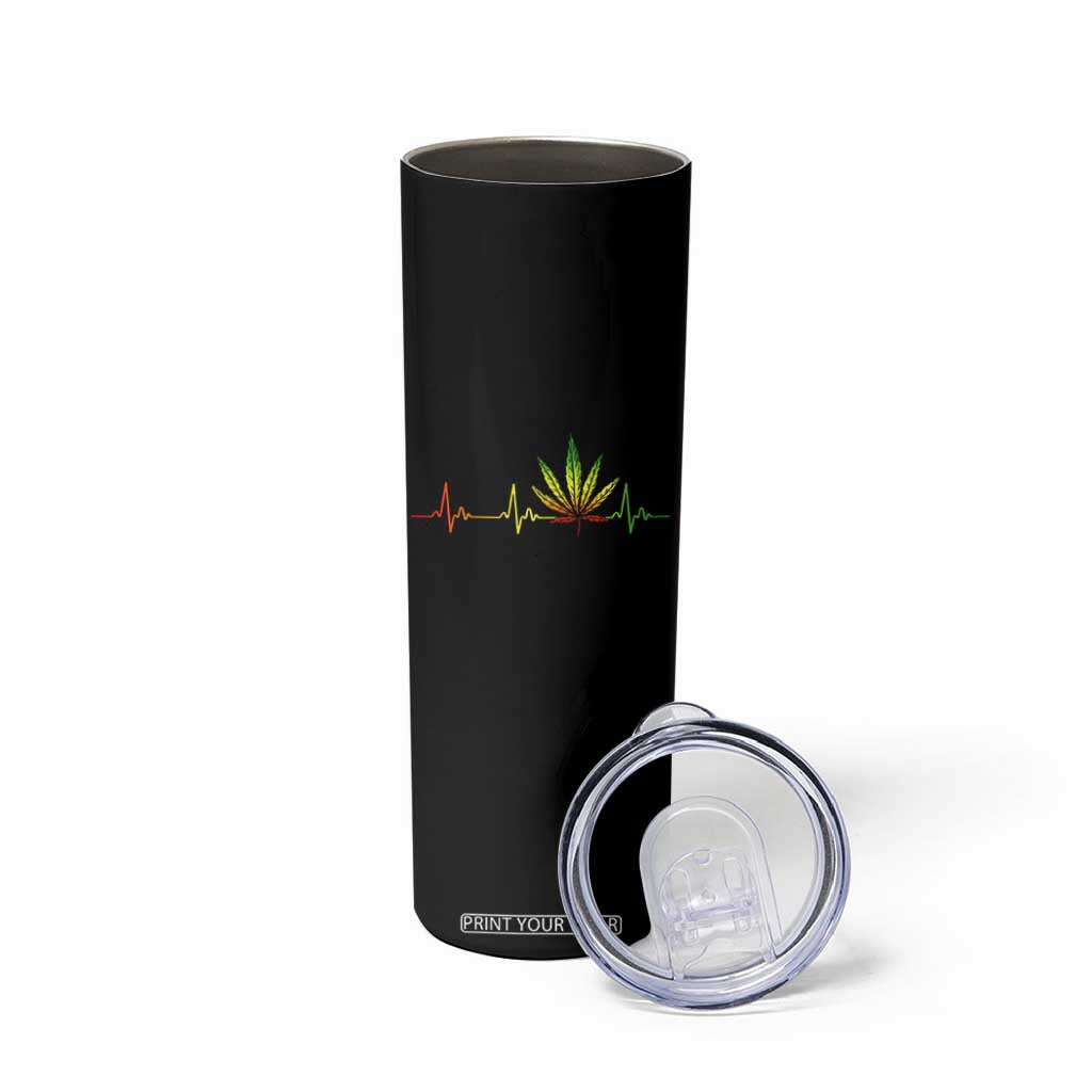 Reggae Weed Skinny Tumbler Rasta Marijuana Leaf Heartbeat Weed Lovers 420 TS10 Print Your Wear