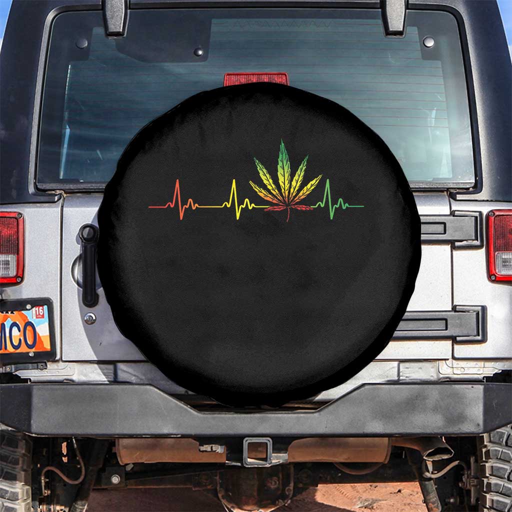 Reggae Weed Spare Tire Cover Rasta Marijuana Leaf Heartbeat Weed Lovers 420 TS10 No hole Black Print Your Wear