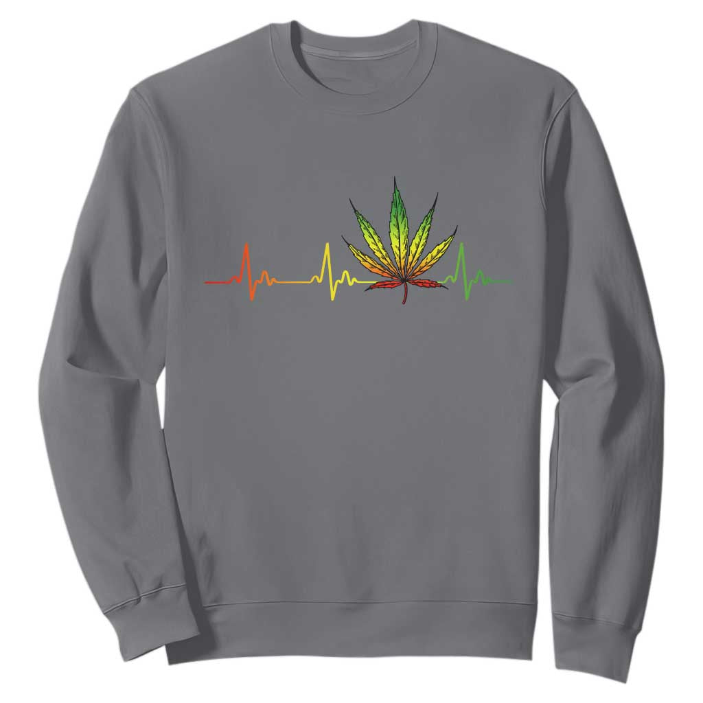 Reggae Weed Sweatshirt Rasta Marijuana Leaf Heartbeat Weed Lovers 420 TS10 Charcoal Print Your Wear