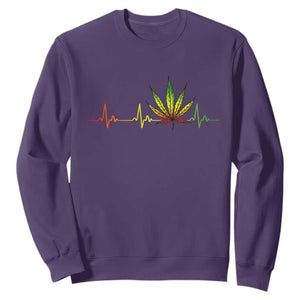 Reggae Weed Sweatshirt Rasta Marijuana Leaf Heartbeat Weed Lovers 420 TS10 Purple Print Your Wear