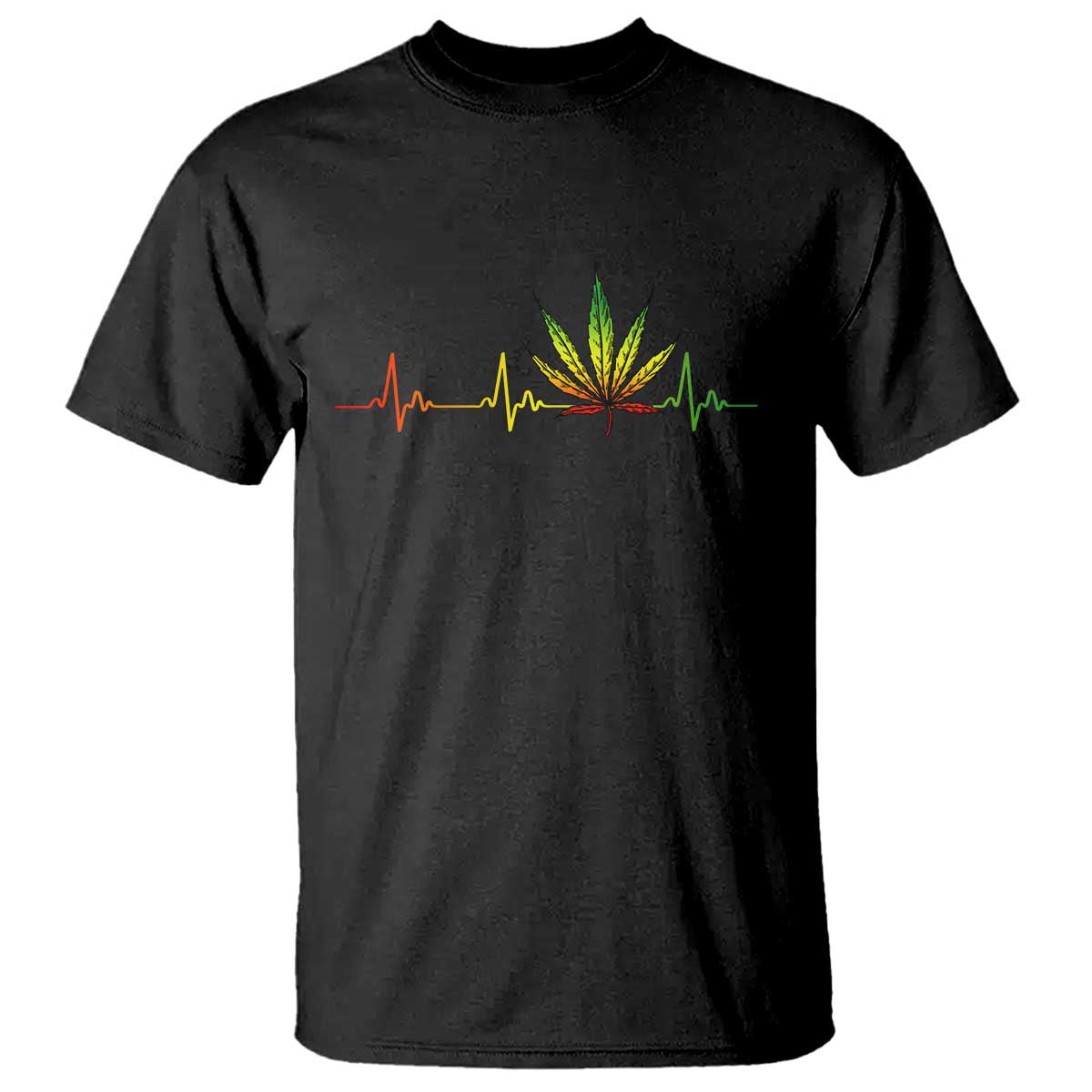 Reggae Weed T Shirt Rasta Marijuana Leaf Heartbeat Weed Lovers 420 TS10 Black Print Your Wear