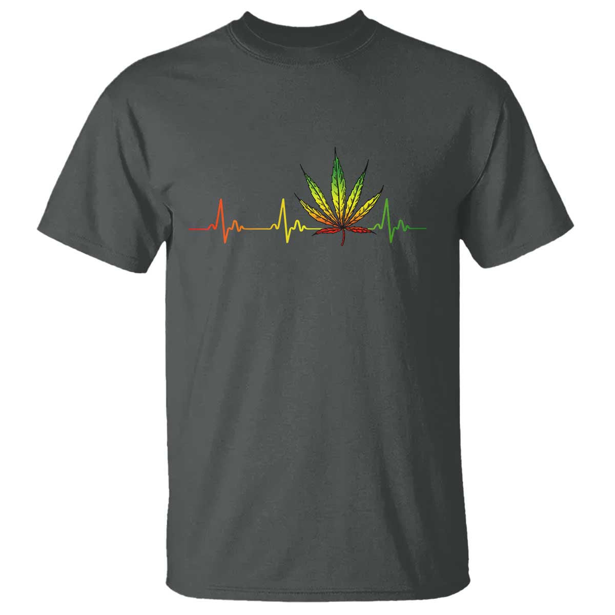 Reggae Weed T Shirt Rasta Marijuana Leaf Heartbeat Weed Lovers 420 TS10 Dark Heather Print Your Wear