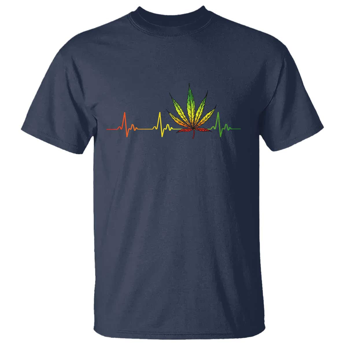 Reggae Weed T Shirt Rasta Marijuana Leaf Heartbeat Weed Lovers 420 TS10 Navy Print Your Wear