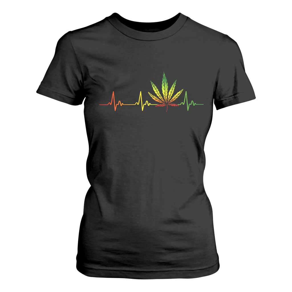 Reggae Weed T Shirt For Women Rasta Marijuana Leaf Heartbeat Weed Lovers 420 TS10 Black Print Your Wear