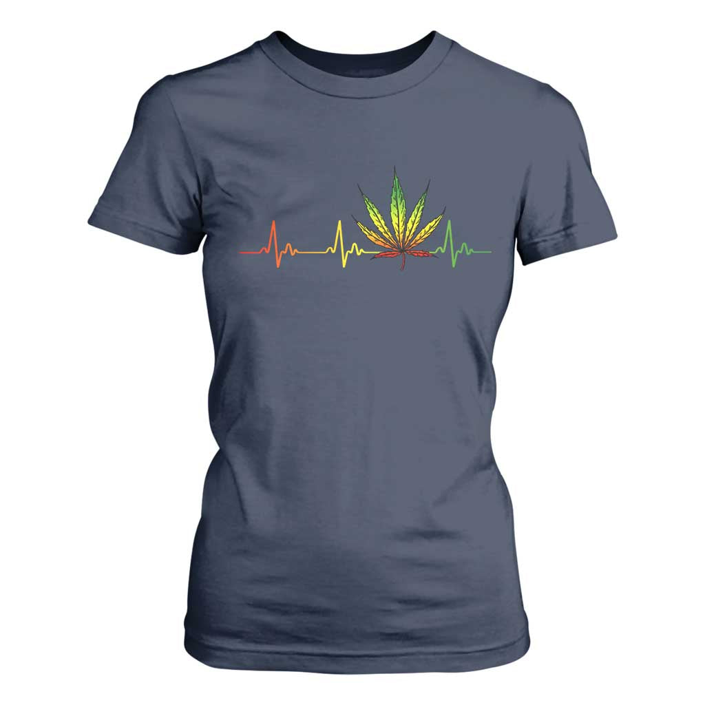 Reggae Weed T Shirt For Women Rasta Marijuana Leaf Heartbeat Weed Lovers 420 TS10 Navy Print Your Wear