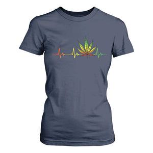 Reggae Weed T Shirt For Women Rasta Marijuana Leaf Heartbeat Weed Lovers 420 TS10 Navy Print Your Wear