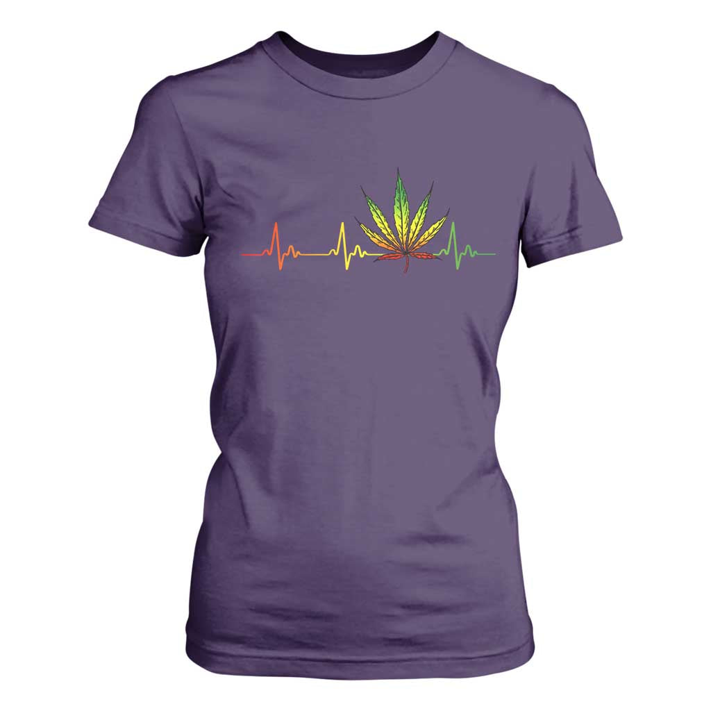 Reggae Weed T Shirt For Women Rasta Marijuana Leaf Heartbeat Weed Lovers 420 TS10 Purple Print Your Wear
