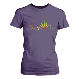 Reggae Weed T Shirt For Women Rasta Marijuana Leaf Heartbeat Weed Lovers 420 TS10 Purple Print Your Wear
