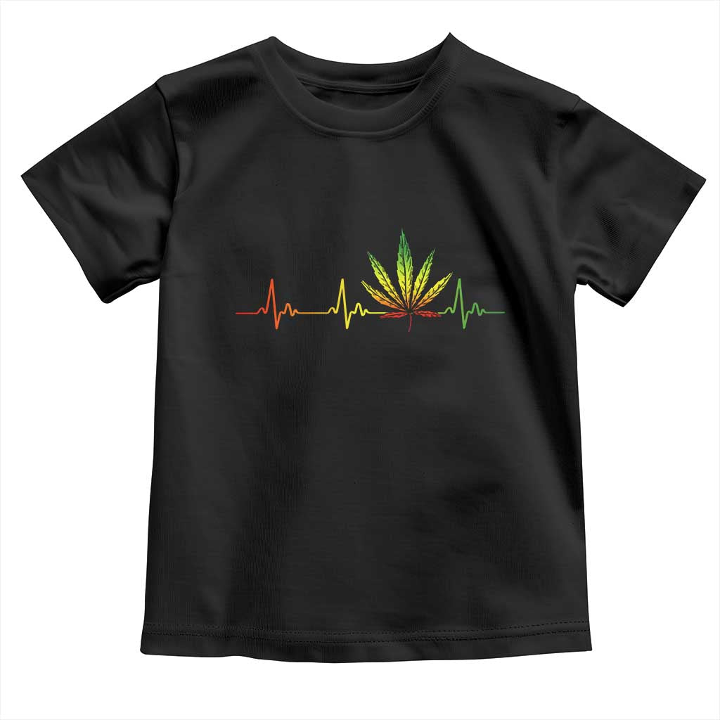 Reggae Weed Toddler T Shirt Rasta Marijuana Leaf Heartbeat Weed Lovers 420 TS10 Black Print Your Wear