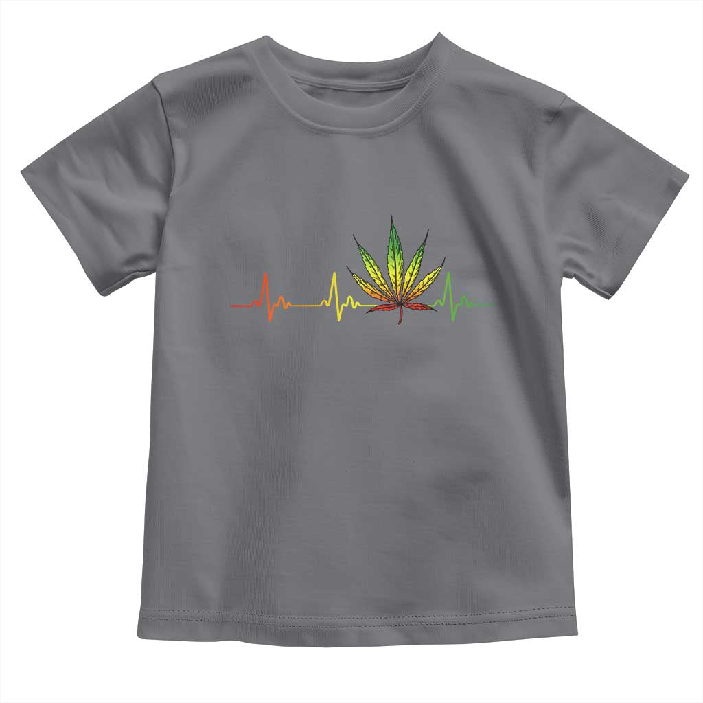 Reggae Weed Toddler T Shirt Rasta Marijuana Leaf Heartbeat Weed Lovers 420 TS10 Charcoal Print Your Wear