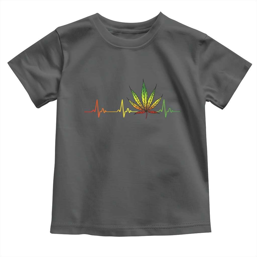 Reggae Weed Toddler T Shirt Rasta Marijuana Leaf Heartbeat Weed Lovers 420 TS10 Dark Heather Print Your Wear