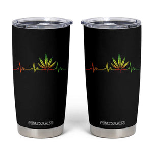 Reggae Weed Tumbler Cup Rasta Marijuana Leaf Heartbeat Weed Lovers 420 TS10 Black Print Your Wear